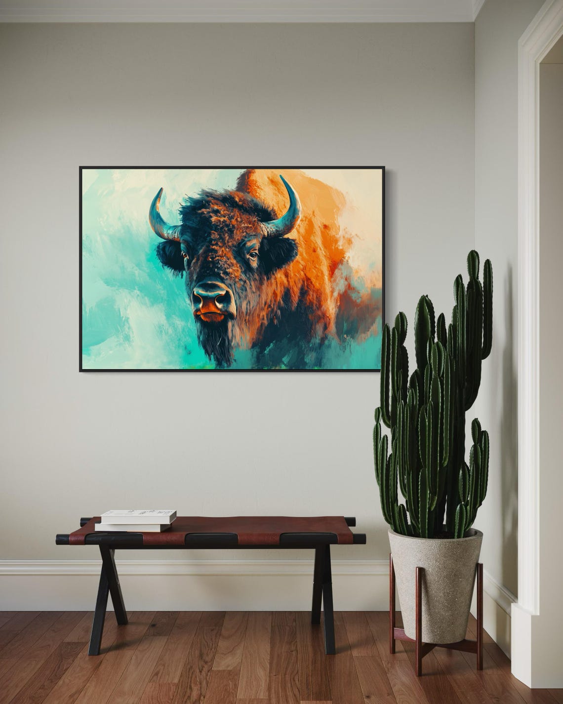 Majestic Bison Buffalo Colorful Bold Wildlife Lodge Art Poster - Image 3