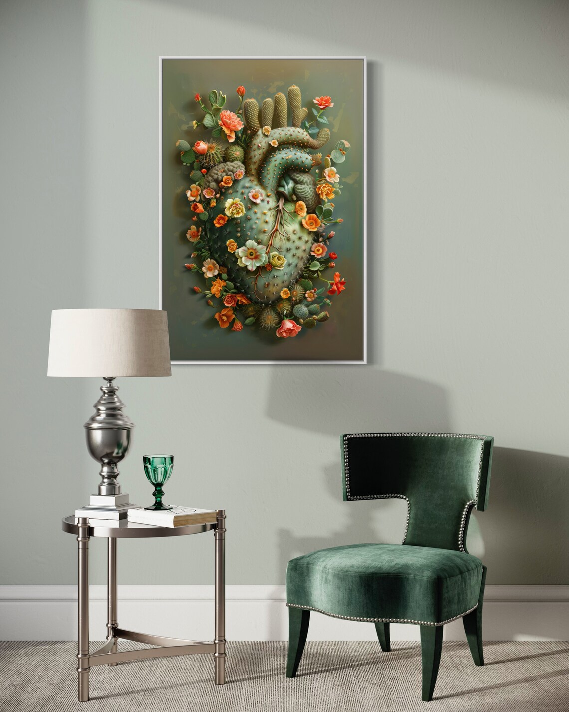 Surreal Blooming Heart Cactus Flower Art Print - Image 3