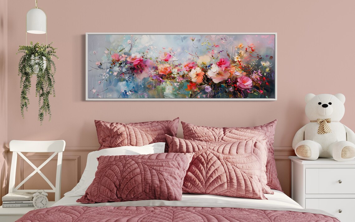 Pastel Peony Panorama, Whimsical Floral Art Print - Image 5