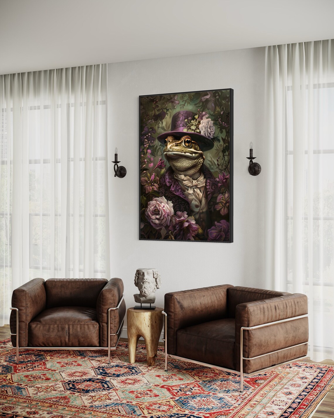 Regal Victorian Frog Top Hat Floral Whimsical Animal Portrait Art Poster - Image 2