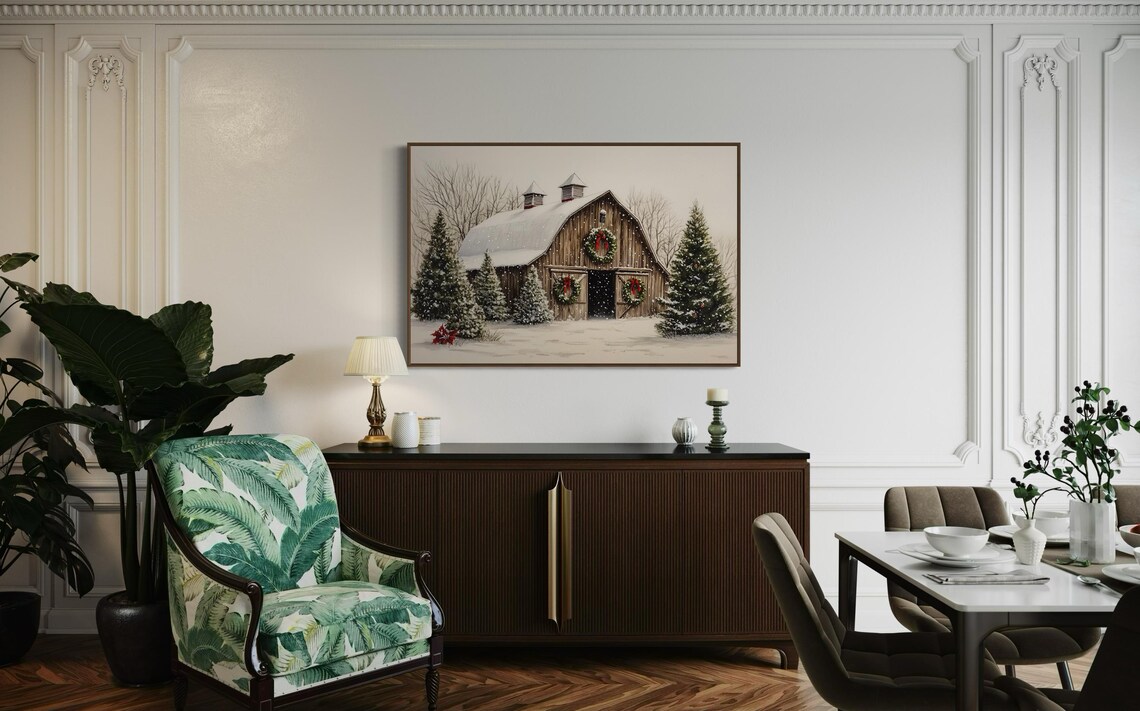 Rustic Christmas Barn Vintage Holiday Wall Art - Image 2