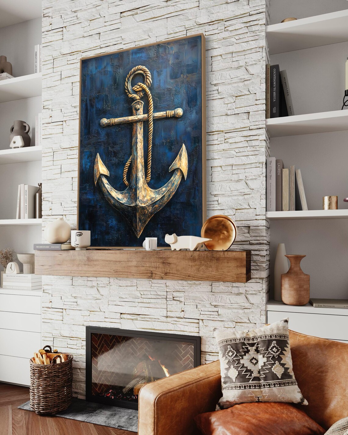 Vintage Anchor Nautical Art Print, Rustic Coastal Decor - Image 5