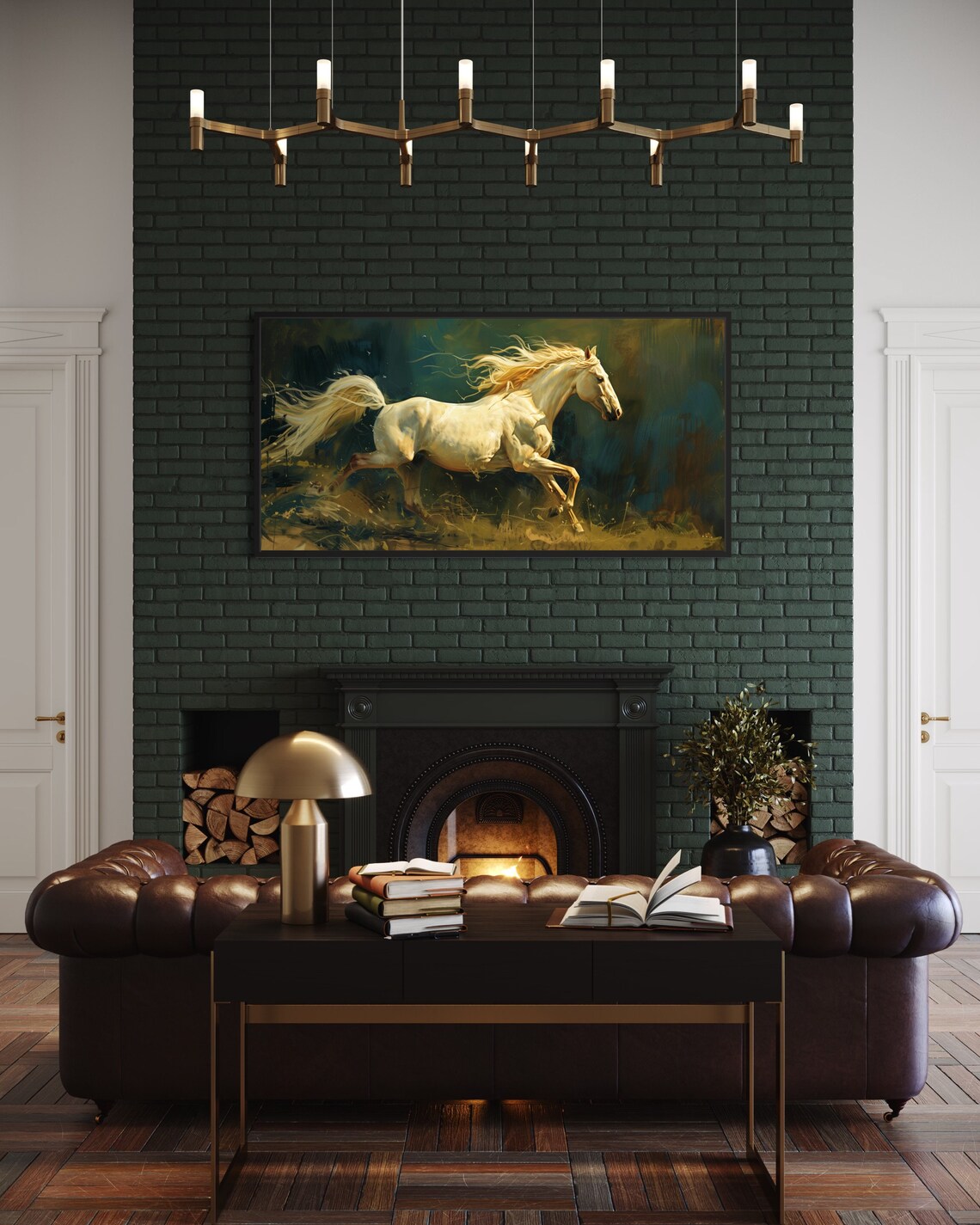 White Horse Galloping Golden Mane Equestrian Wildlife Art Poster - Image 5