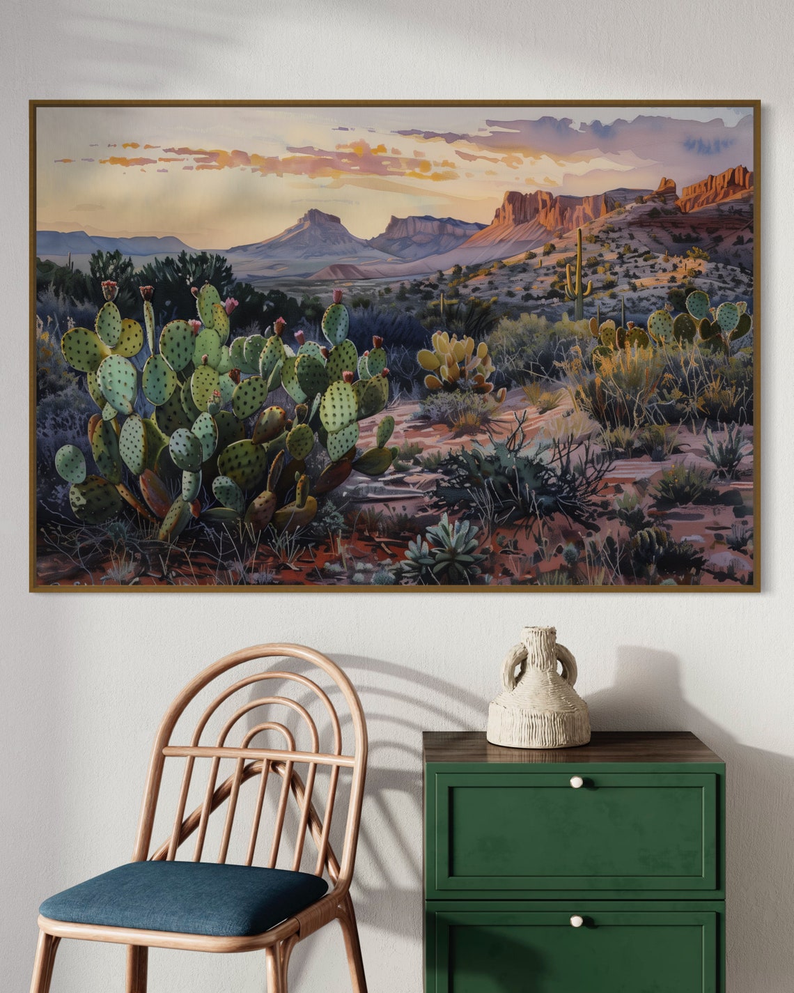 Rustic Arizona Sunset Desert Cactus Red Rock Mesa Landscape Poster - Image 3