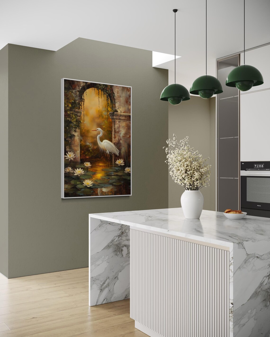 White Heron Lily Pond, Tranquil Nature Poster - Image 4