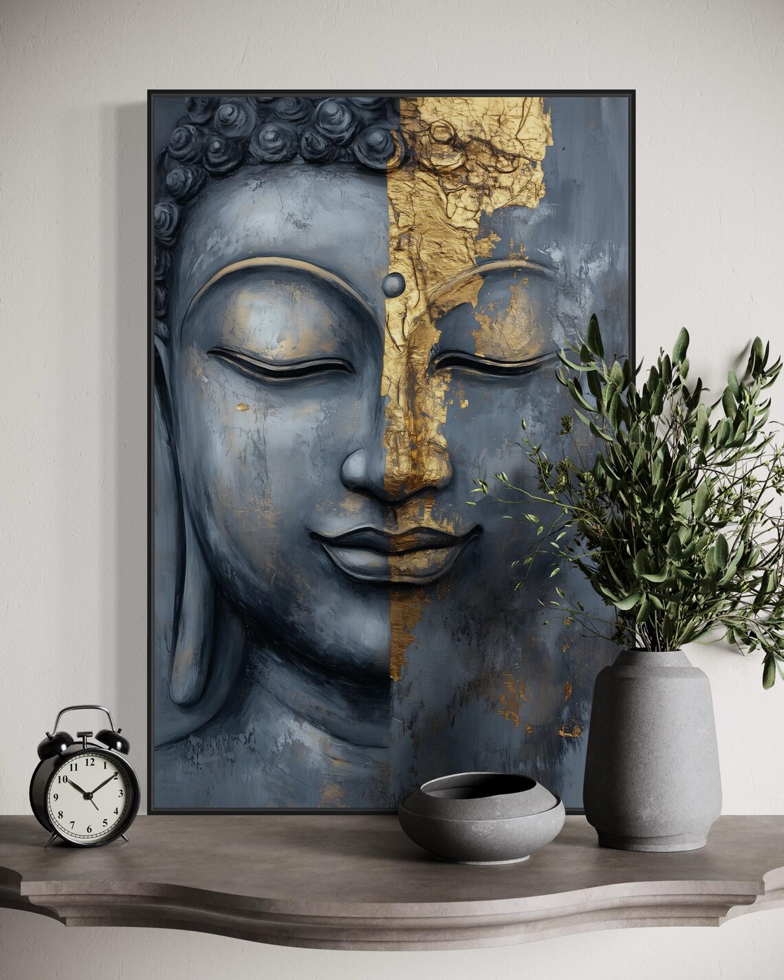 Modern Buddha Face Art Print, Zen Meditation Decor
