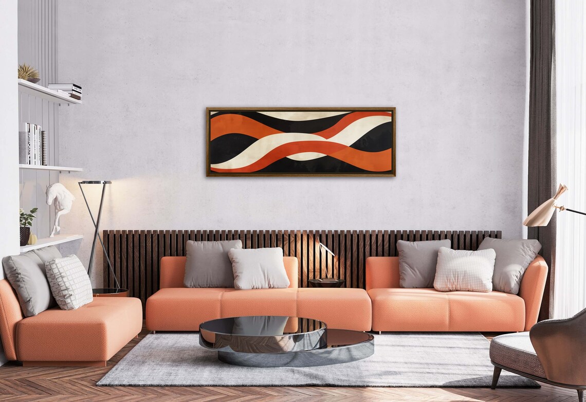 Abstract Waves Art Print, Minimalist Mid-Century - Image 2
