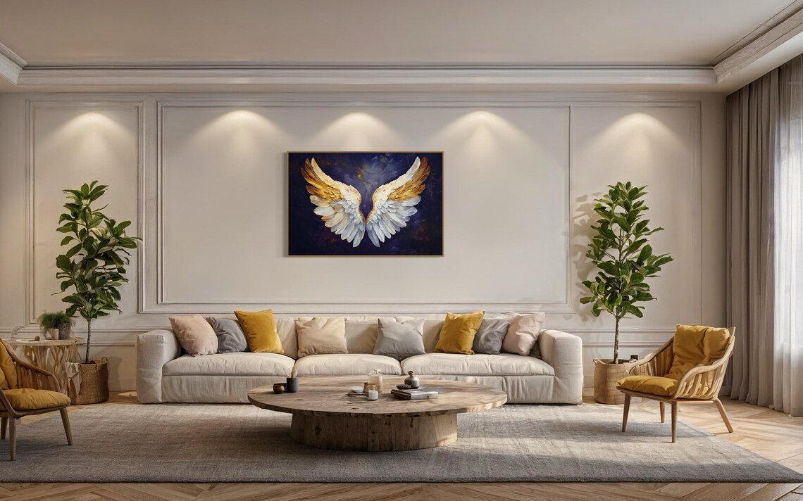 Angel Wings Gold White Feathers Dark Background Divine Luxury Poster - Image 3