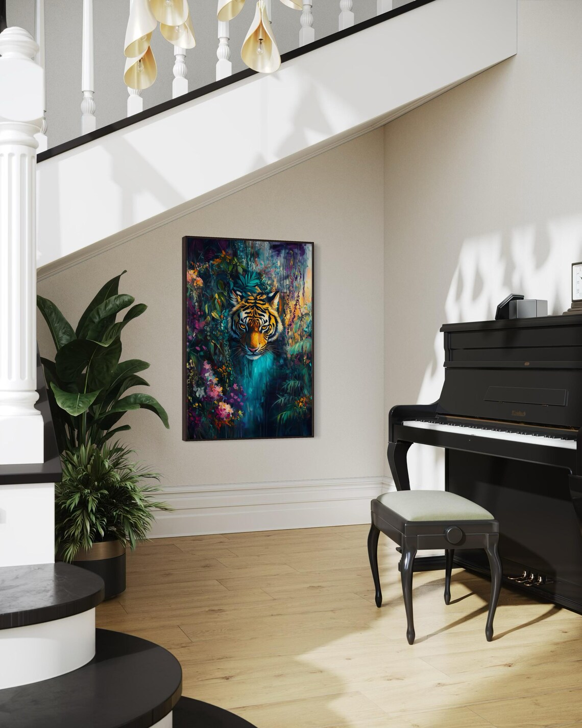 Vibrant Tiger Jungle Foliage Bold Exotic Wildlife Mystical Feline Wall Poster - Image 4