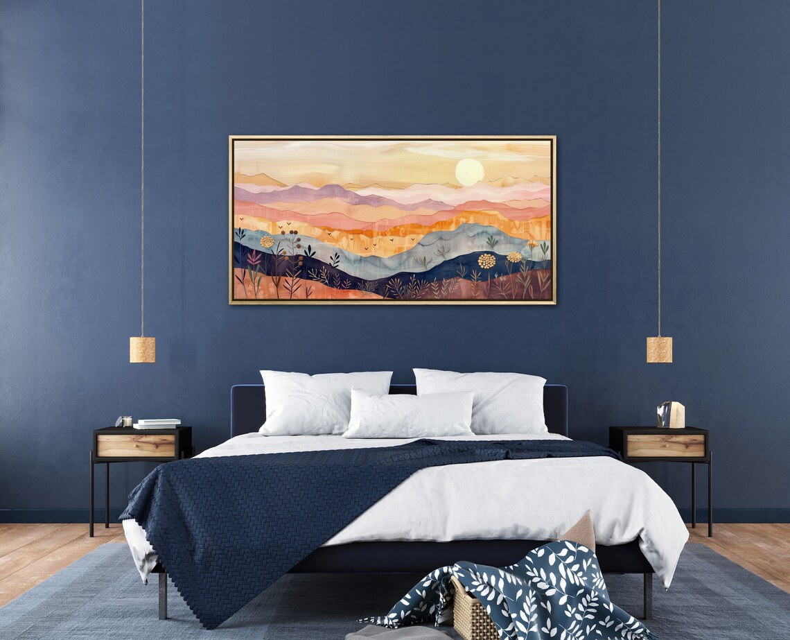 Boho Sunrise Mountain Art Print, Minimalist Hills - Image 5
