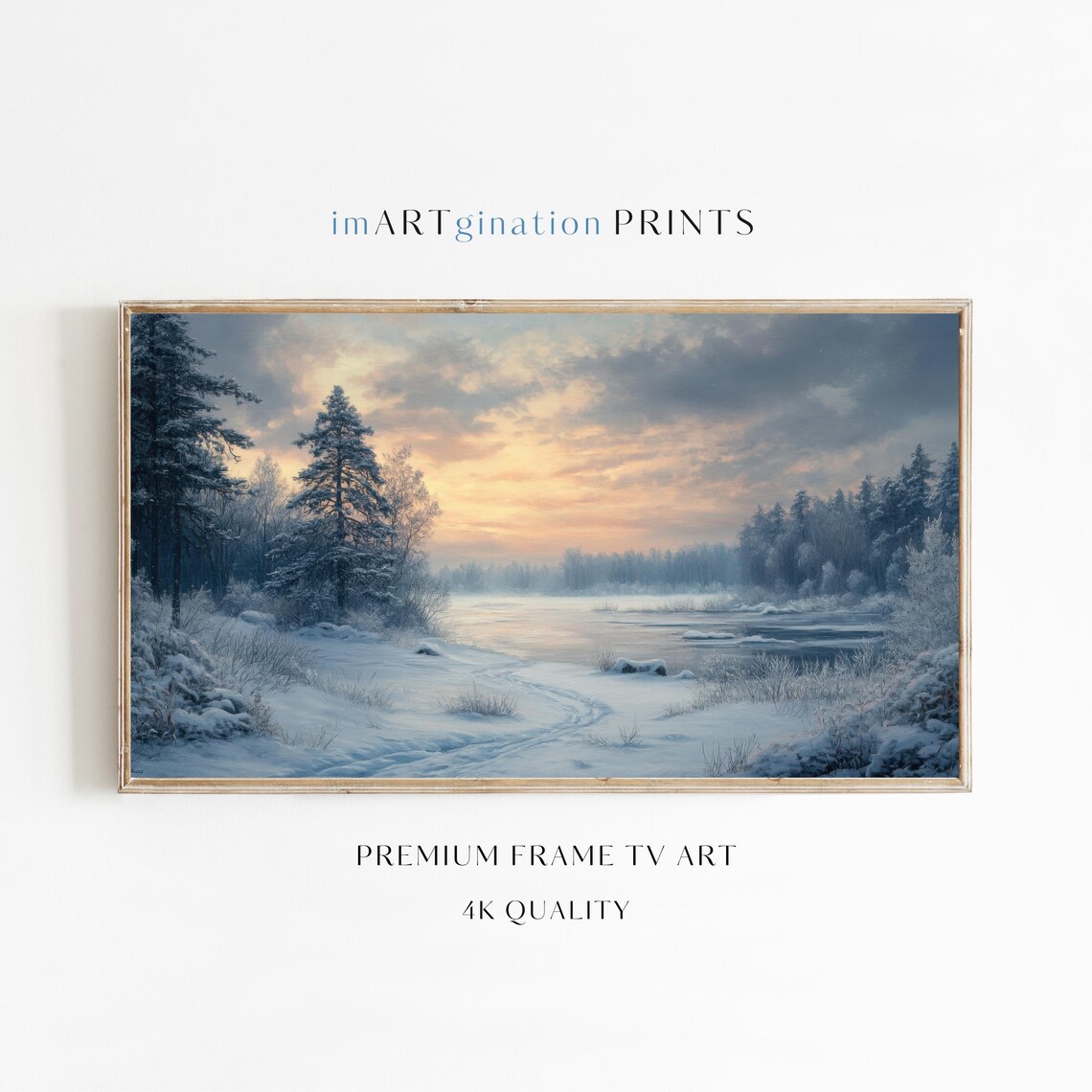 Winter Wonderland Landscape Art Print, Holiday Decor
