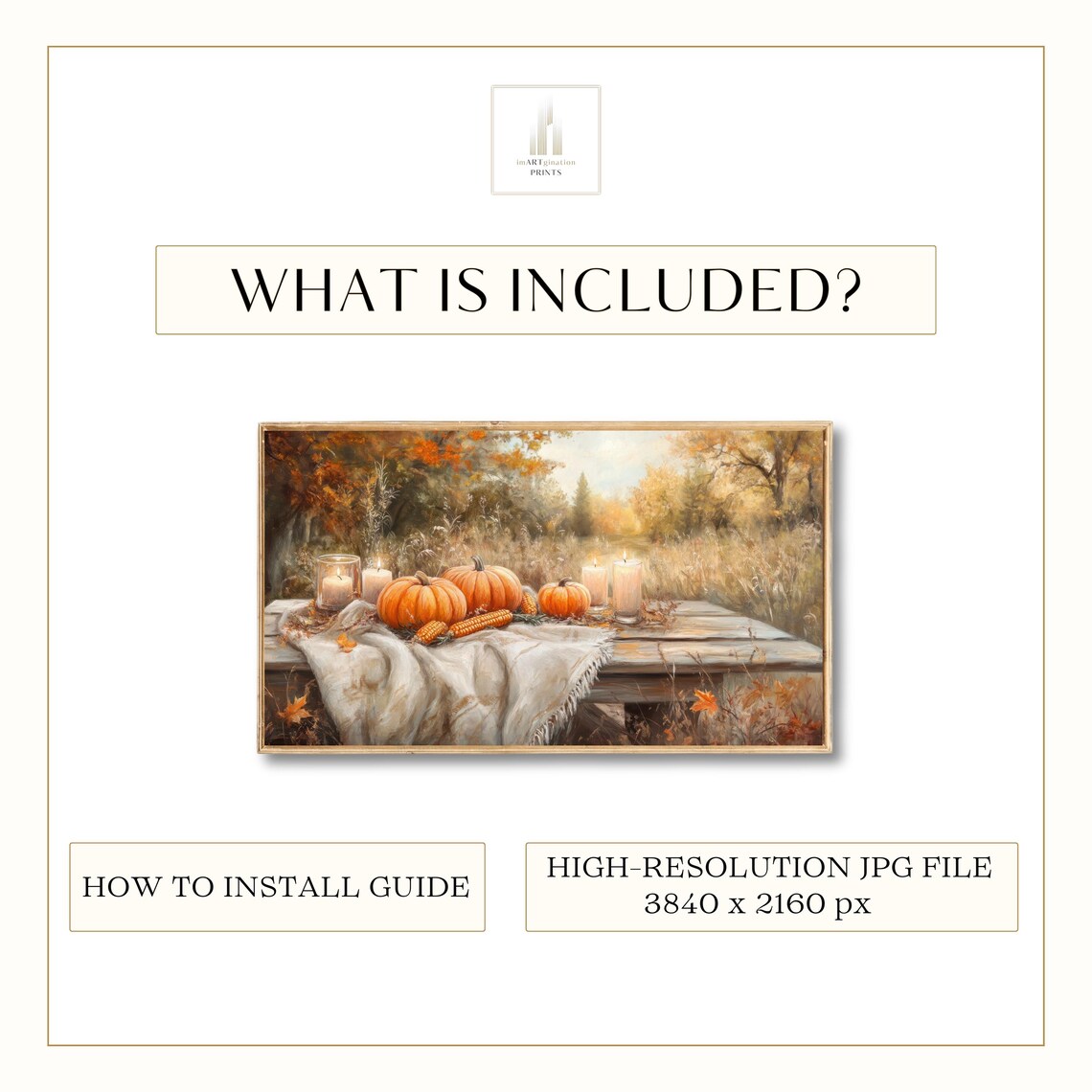 Fall Pumpkins Thanksgiving Oil Painting Art Print - Image 3
