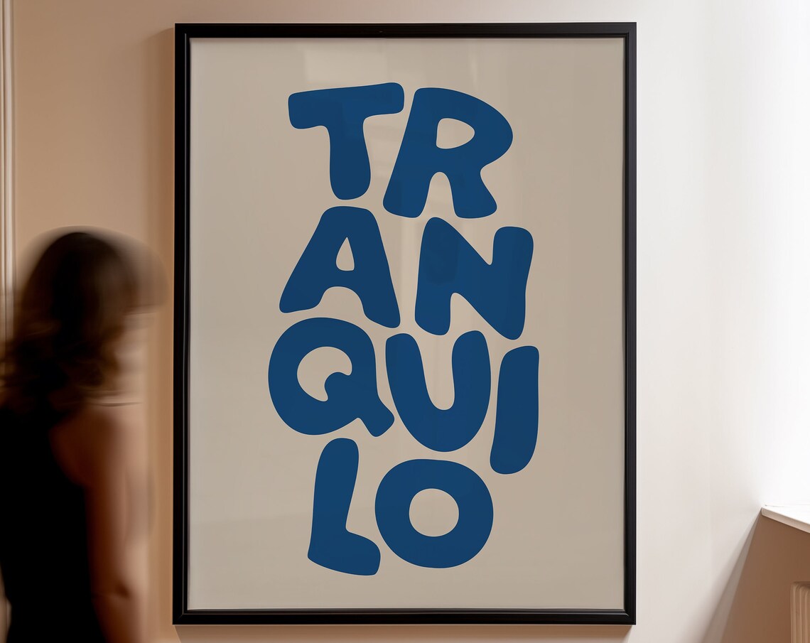 Blue Tranquilo Minimalist Art Print, Mindful Living
