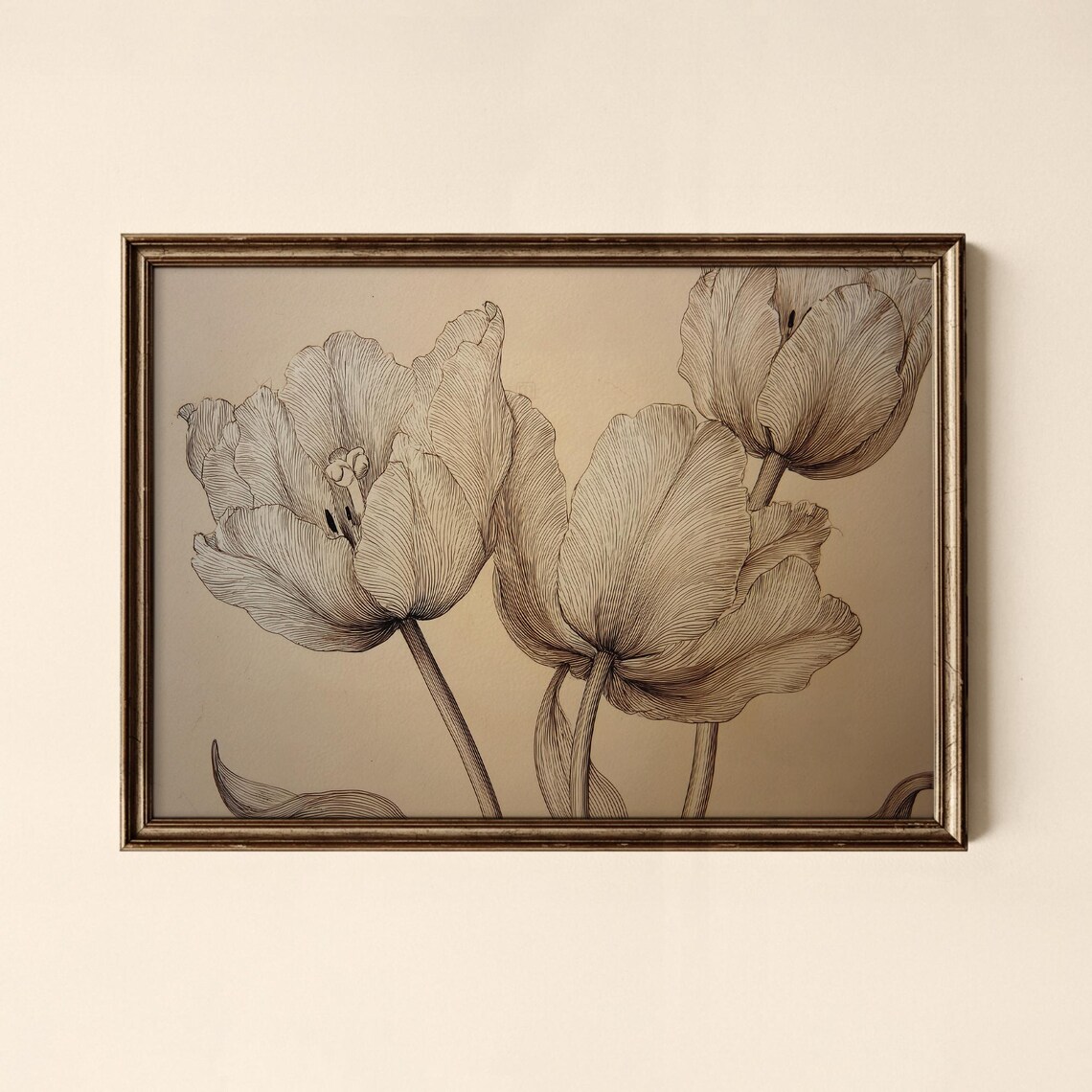 Vintage Tulip Botanical Bedroom Art Print