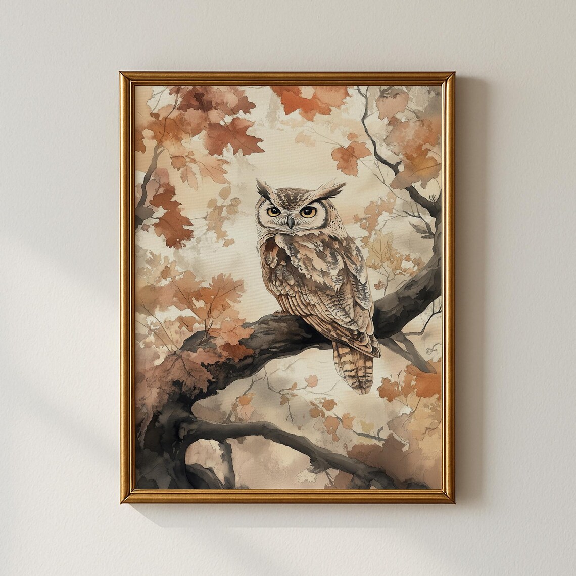 Vintage Autumn Owl Print Landscape Wall Art Living Room Decor Collected Prints Cpp638