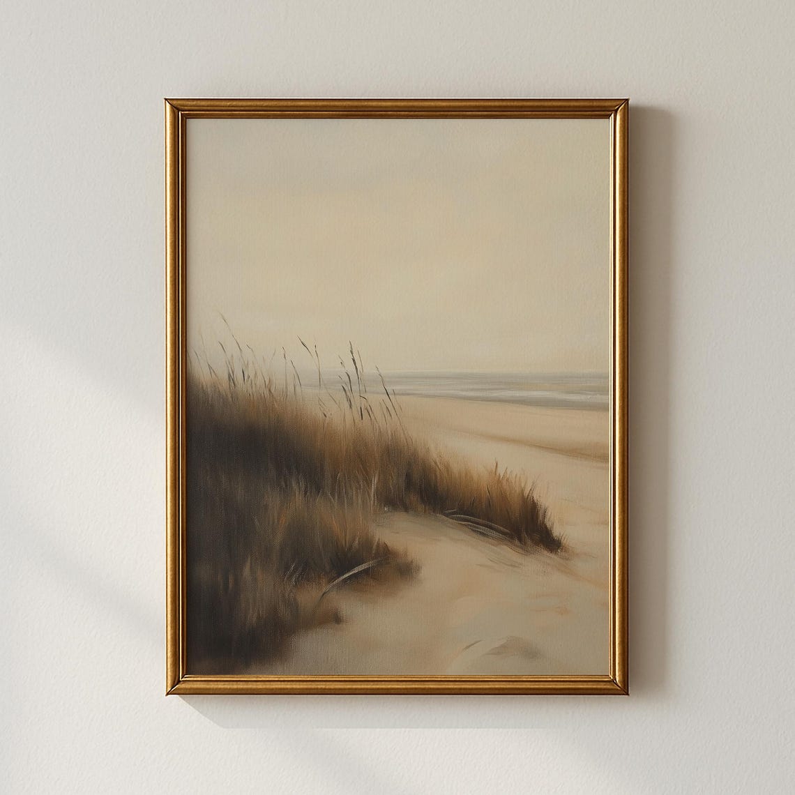 Windblown Dunes Beach Grass Vintage Coastal Landscape Poster