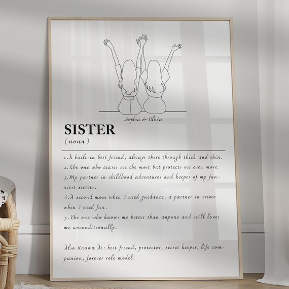 Personalised Sister Definition, Birthday Gift Quote