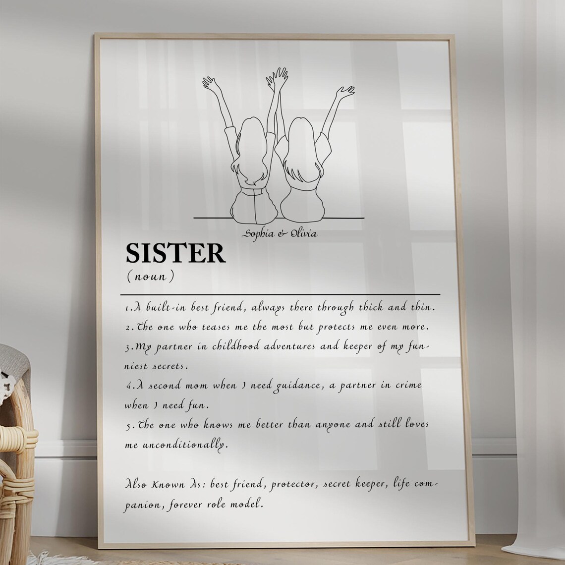 Personalised Sister Definition, Birthday Gift Quote