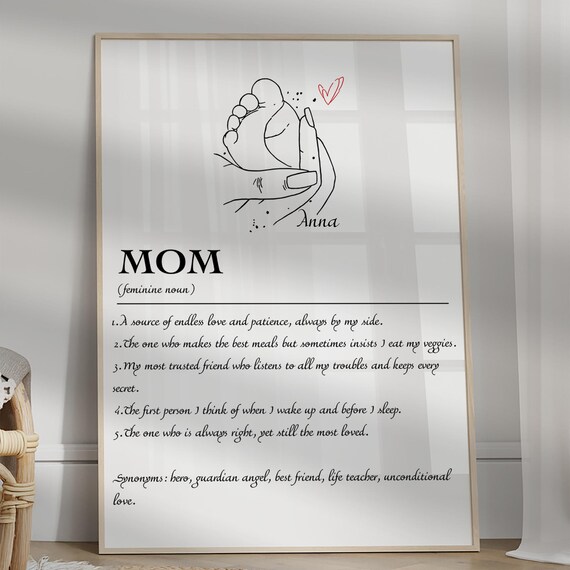 Mom Definition Art Baby Footprint Heartfelt Mothers Day Gift Poster