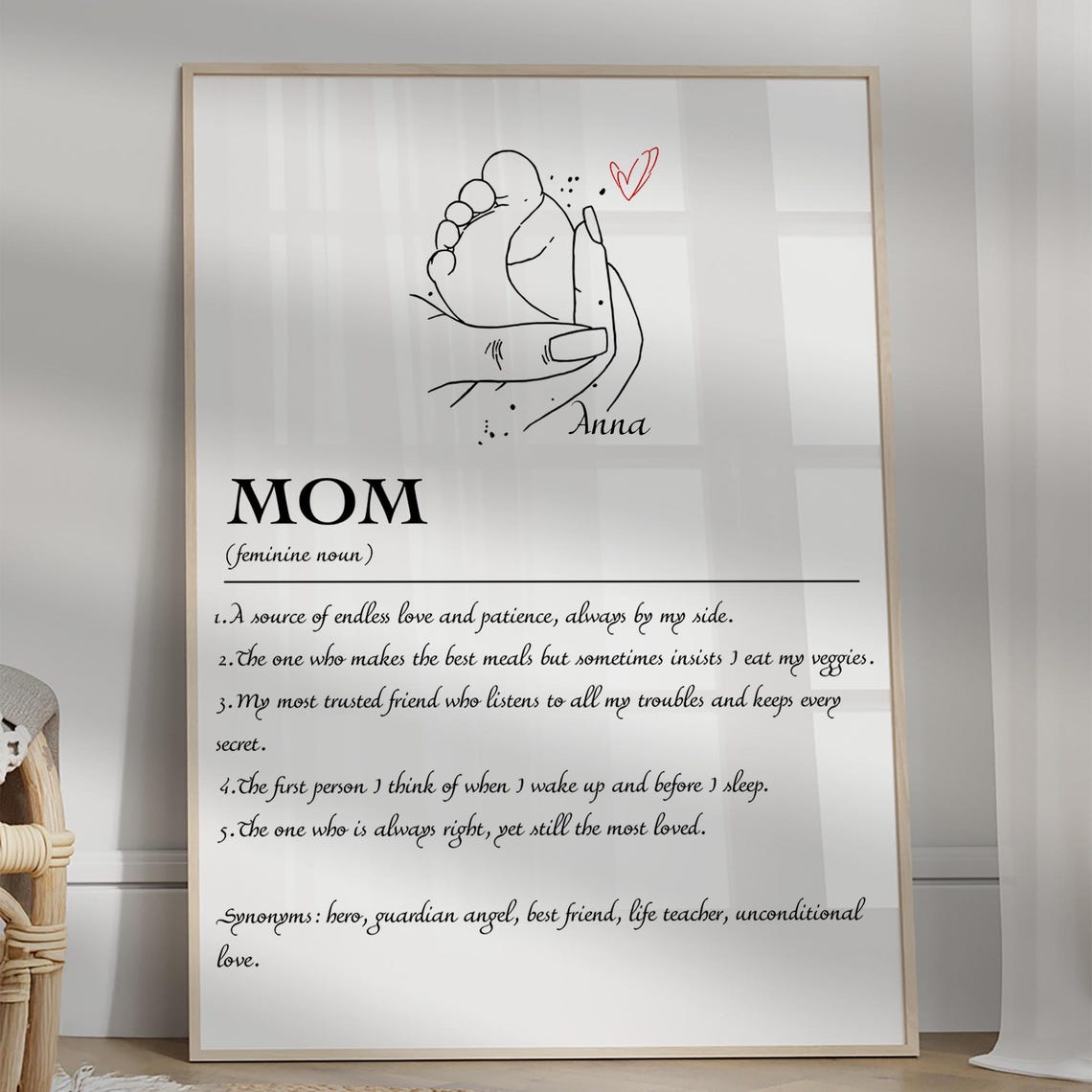 Mom Definition Art Baby Footprint Heartfelt Mothers Day Gift Poster