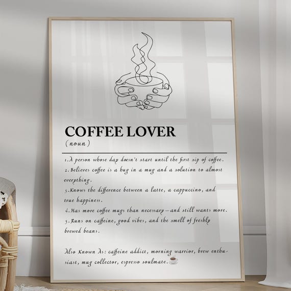 Coffee Lover Quote Poster Definition Mama Birthday Gifts Mamma Wall Art Mothers Day Gift