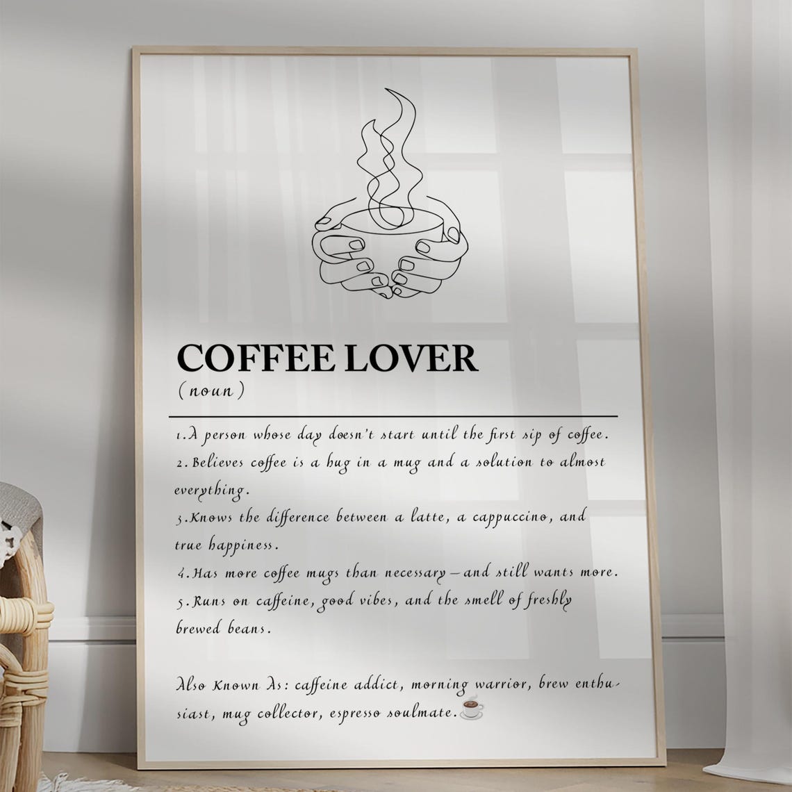 Coffee Lover Definition Noun Funny Dictionary Kitchen Quote Poster