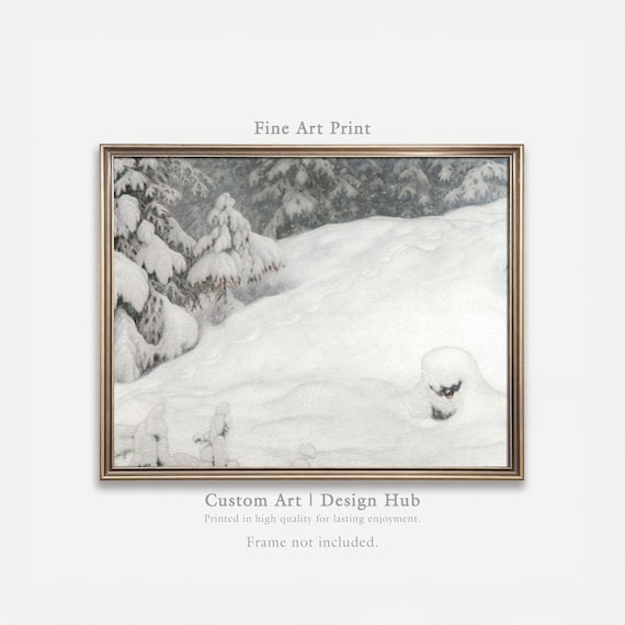 Snow Covered Pine Forest Winter Minimalist Nature Poster for Bedroom