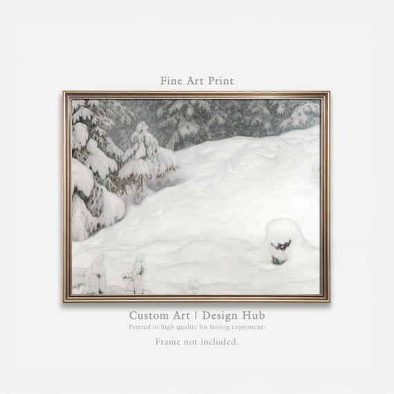 Snow Forest Landscape Painting Print Winter Minimalist Fine Art Wall Decor