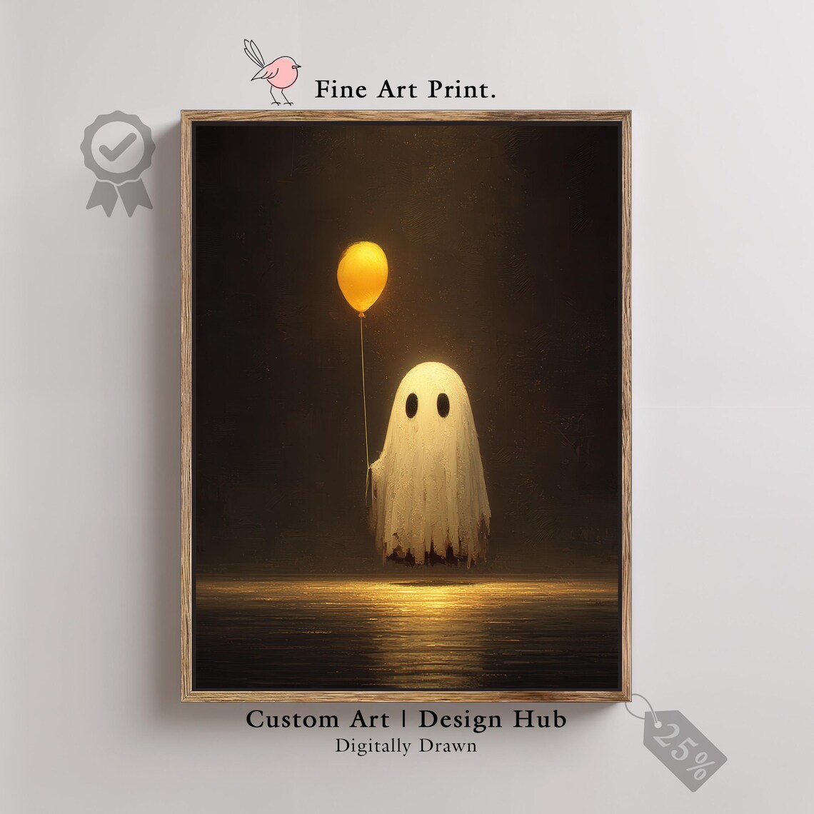 Yellow Balloon Dark Surreal Halloween Art Print