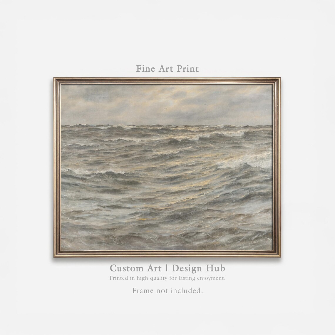 Stormy Sea Vintage Oil Painting Dramatic Ocean Waves Art Poster