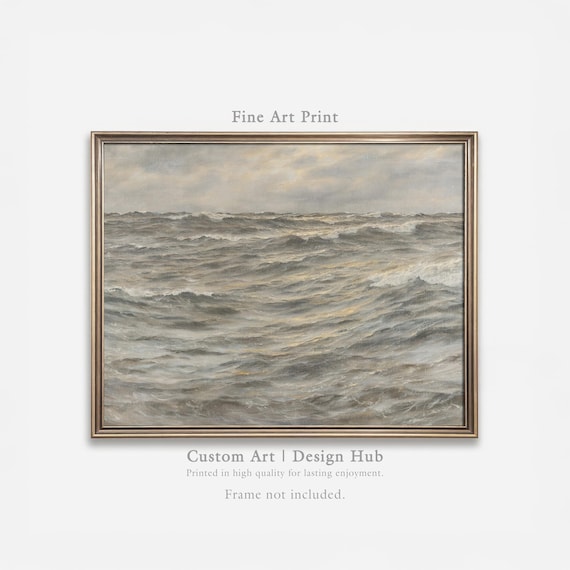 Stormy Sea Vintage Oil Painting Dramatic Ocean Waves Art Poster