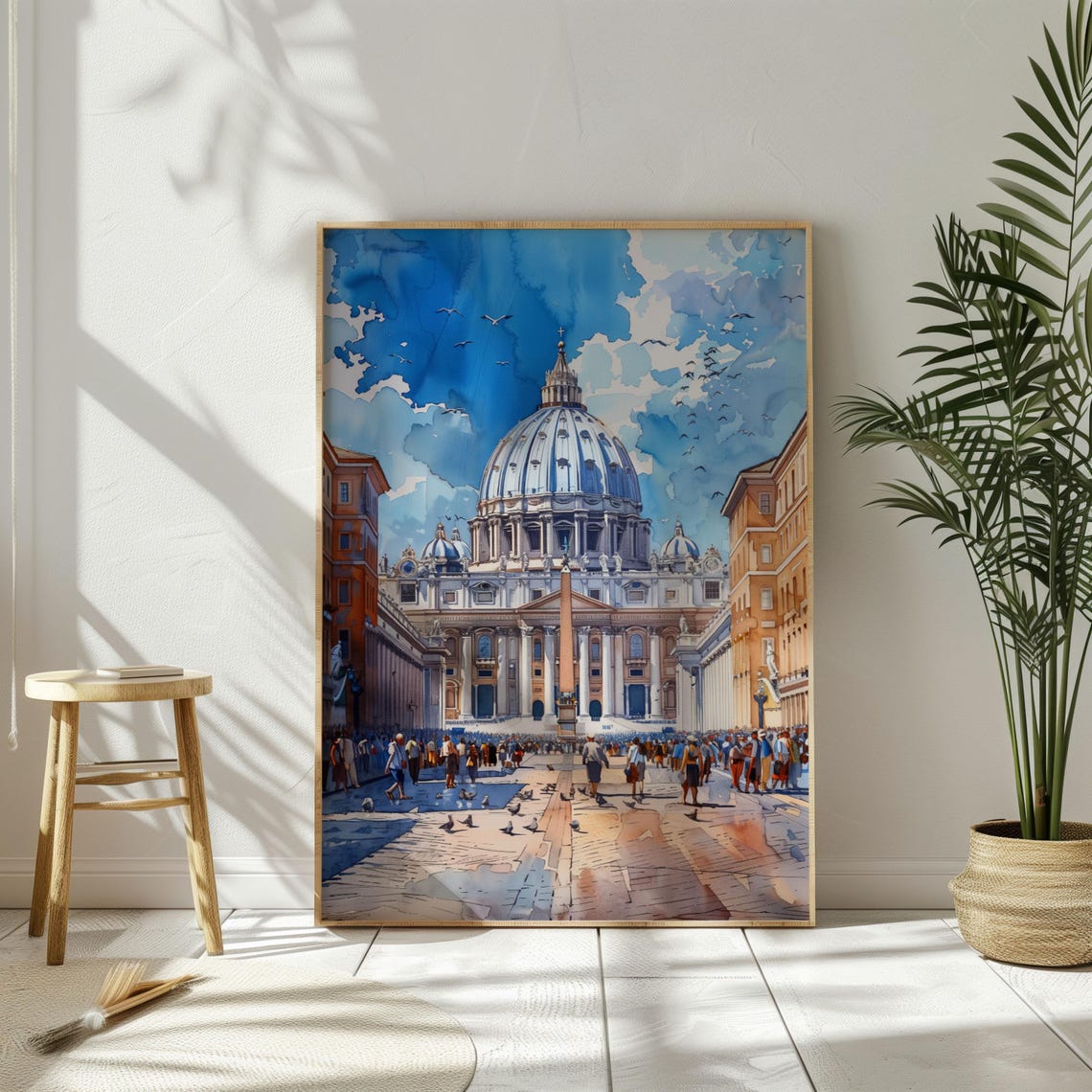 Watercolor Italy Rome Vatican City Print Wall Art Travel Poster St Peters Basilica Poster Italy Painting Rome Christmas - Image 3