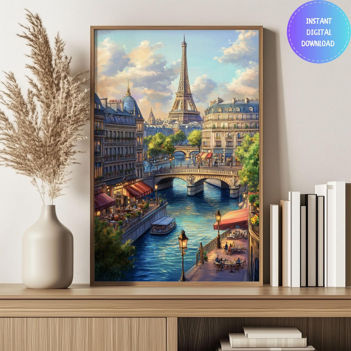 Paris Watercolor Travel Poster, Eiffel Tower Christmas - Image 3