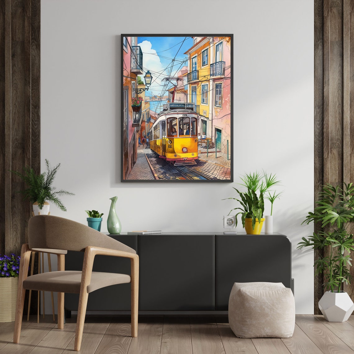Watercolor Portugal Lisbon Print Wall Art Travel Poster Bairro Alto Lisbon Portugal Print Poster Instant Gift Idea - Image 2