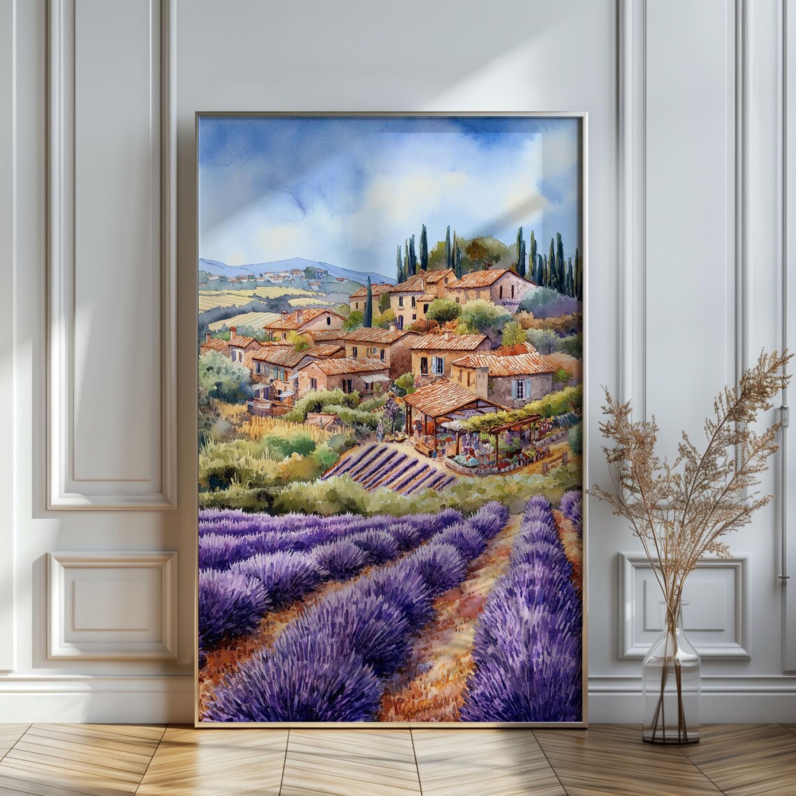 Watercolor France Provence Travel Poster, Lavender Field - Image 2