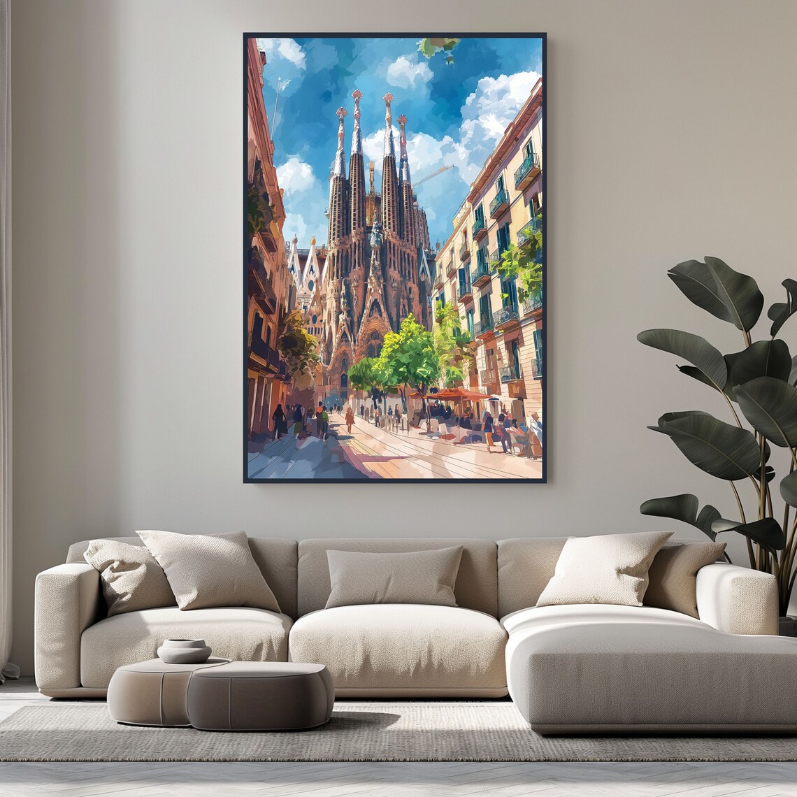 Barcelona Watercolor Travel Poster, Christmas Spain - Image 3