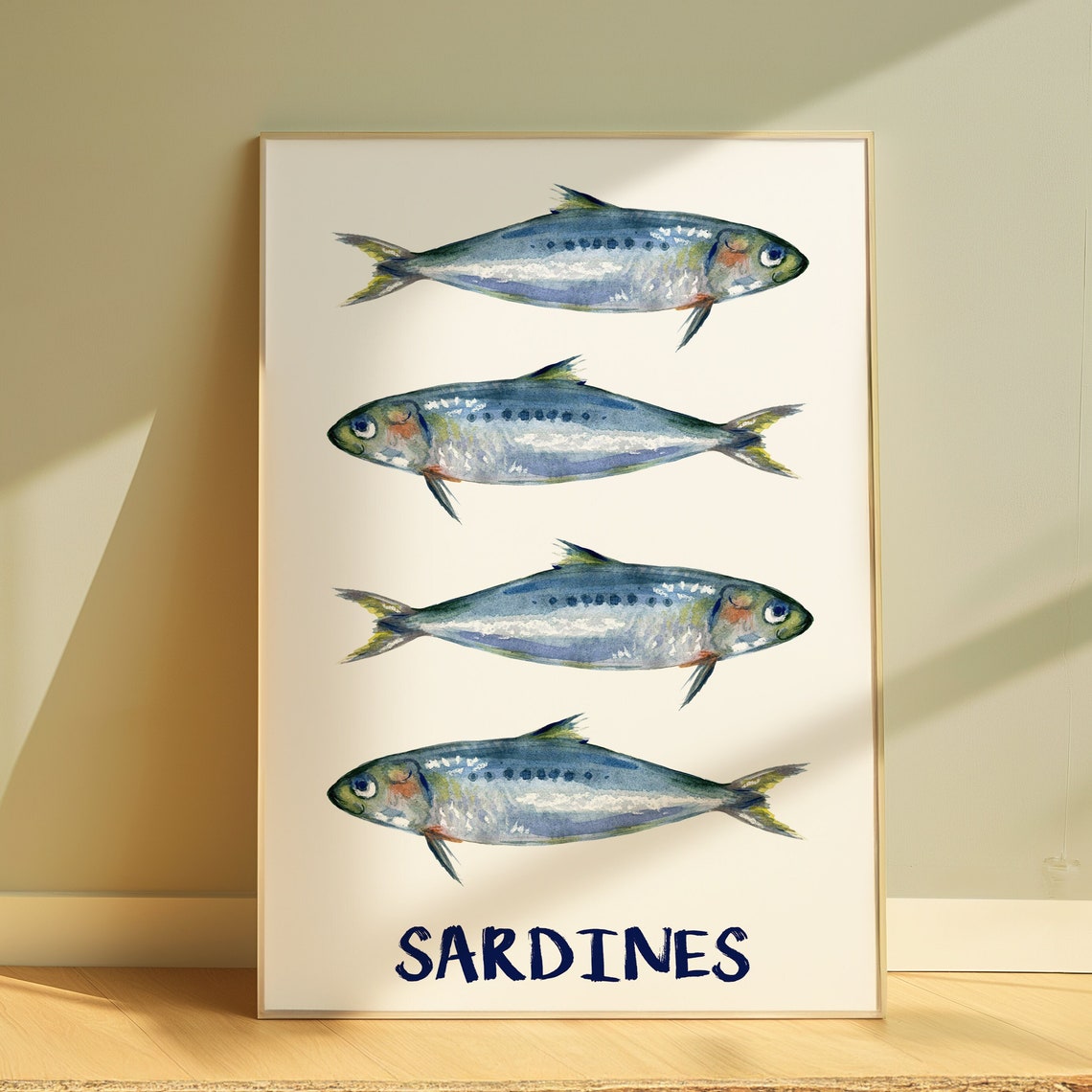 Sardines Watercolor Fish Kitchen Maximalist Coastal Nautical Poster - Image 4