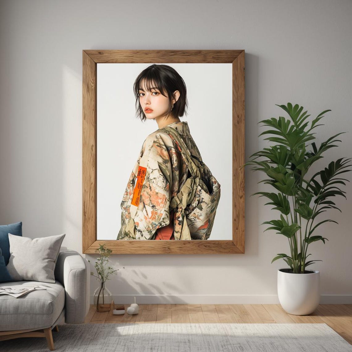 Stylish Modern Streetwear Portrait Of A Japanese Lady In Traditional Clothes Edgy Asian Fashion Photography Wall Art - Image 4