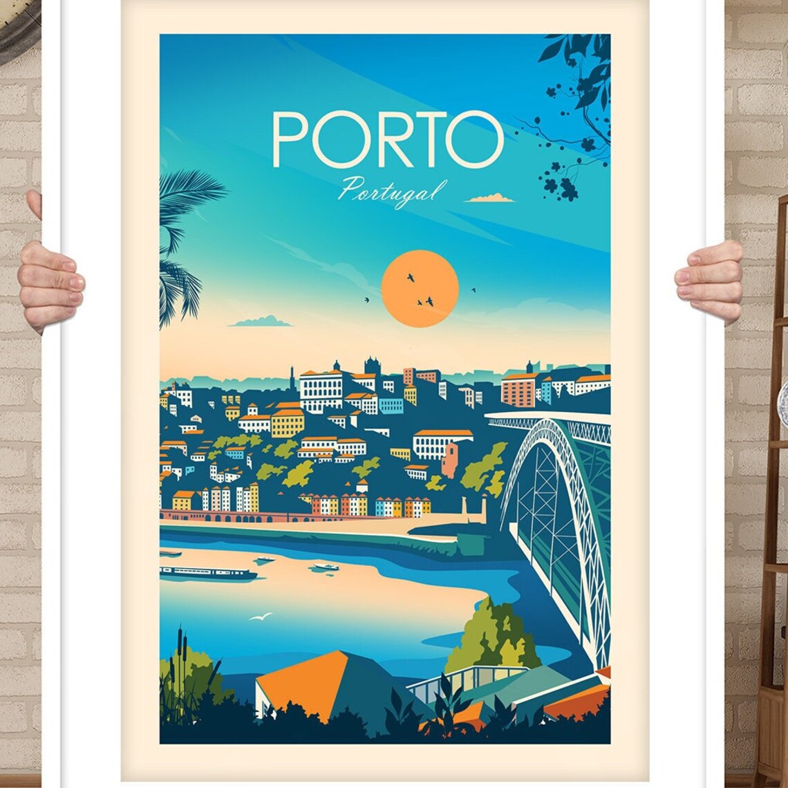 Porto Portugal Traditional Travel Poster, Living Room - Image 3
