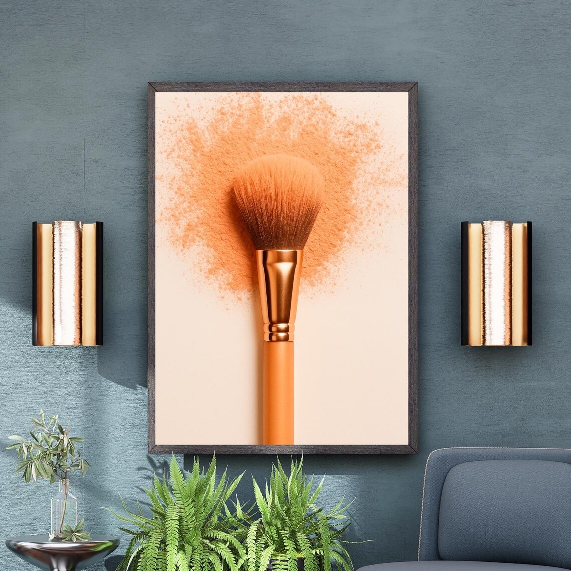 Copper Makeup Brush Orange Powder Beauty Salon Decor Gift Poster