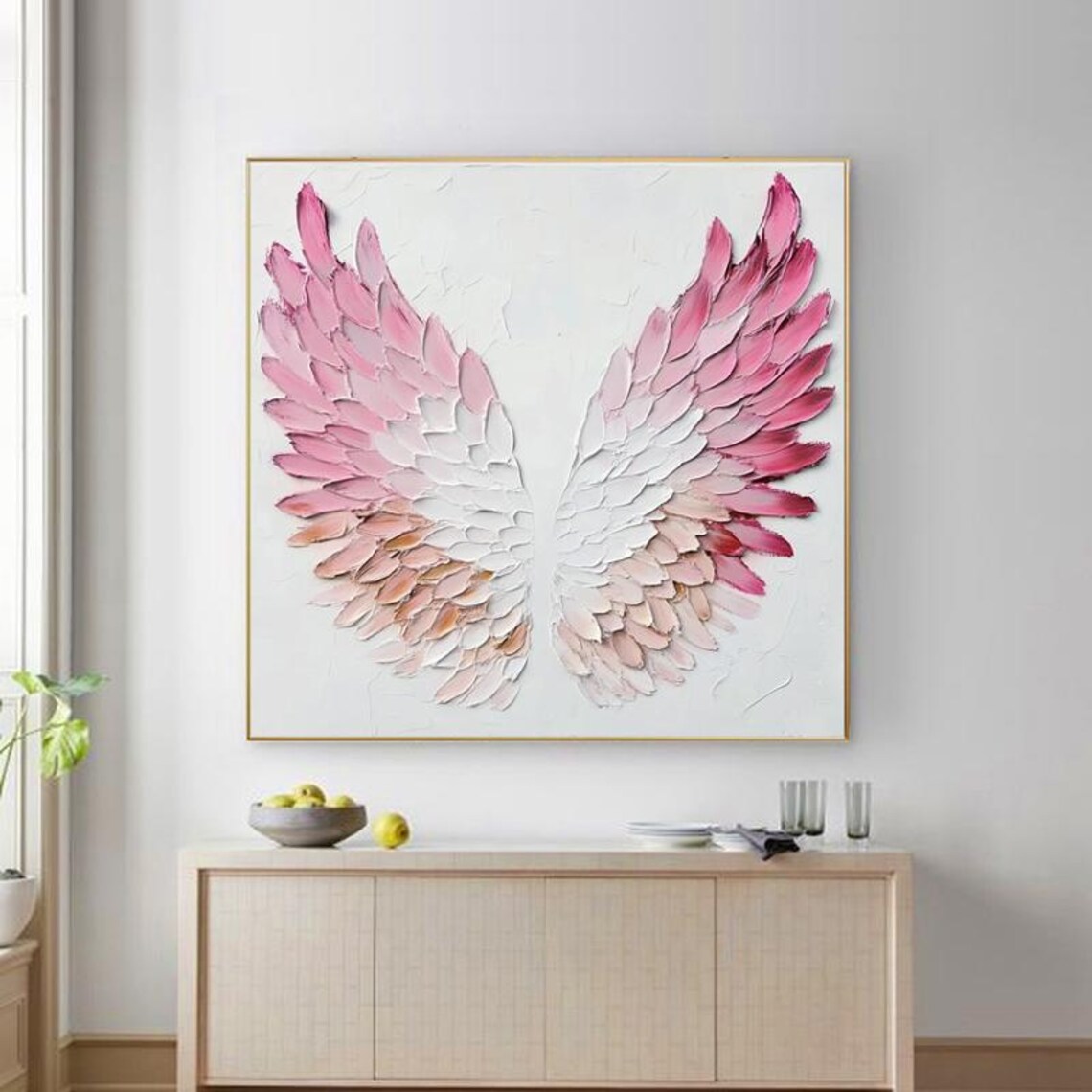 Blush Pink Angel Wings Minimalist Modern Artwork Canvas Poster