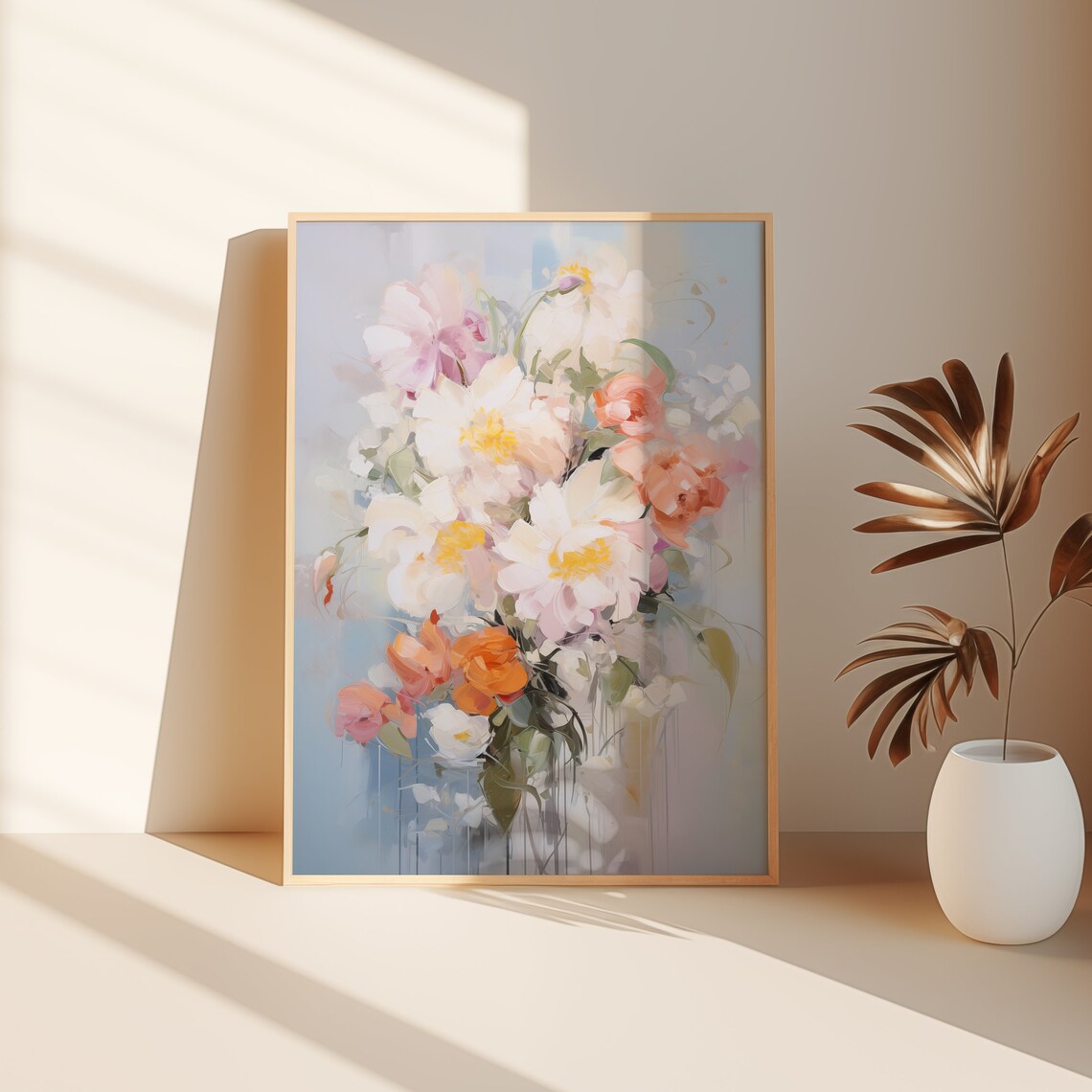 Colorful Pastel Flower Bouquet Abstract Oil Painting Style Poster - Image 3