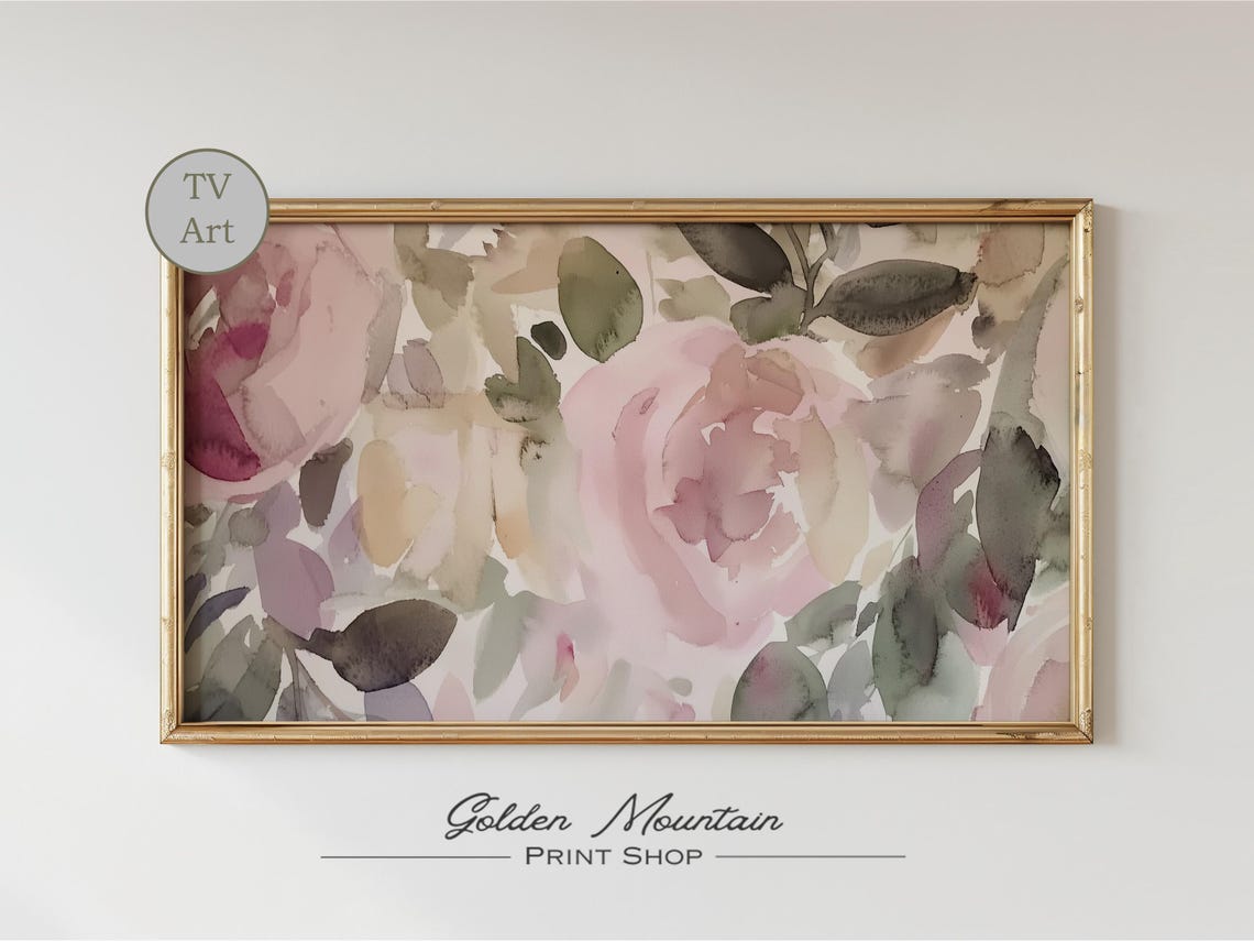 Blush Pink Roses Watercolor Soft Romantic Botanical Art Poster - Image 2
