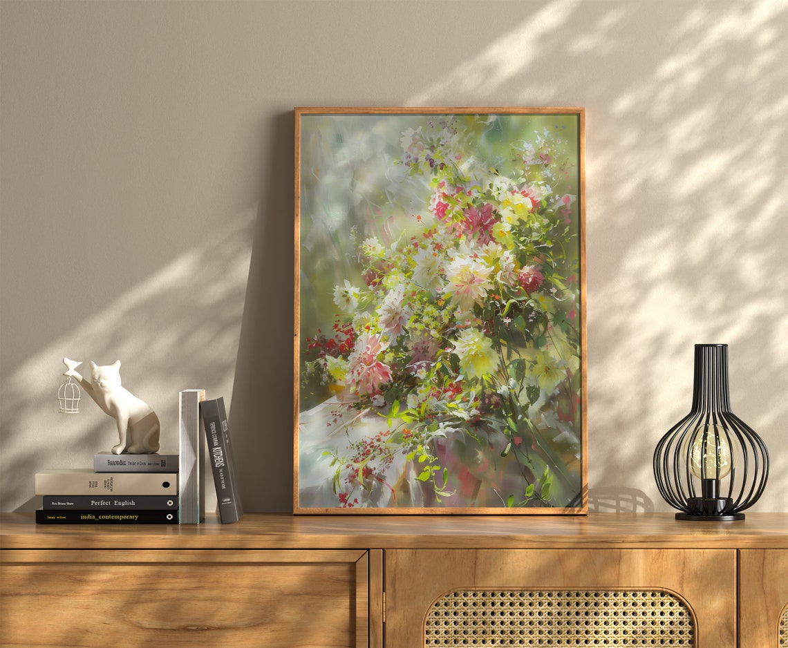 Bright Mixed Garden Flowers Impressionist Bouquet Art Poster - Image 2