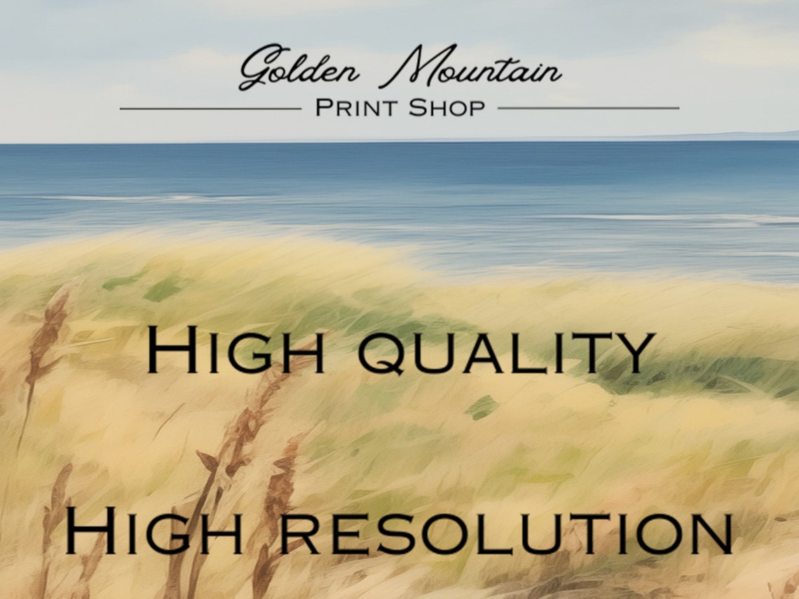 Golden Beachgrass Dunes With Blue Ocean And Cloudy Sky Poster - Image 2