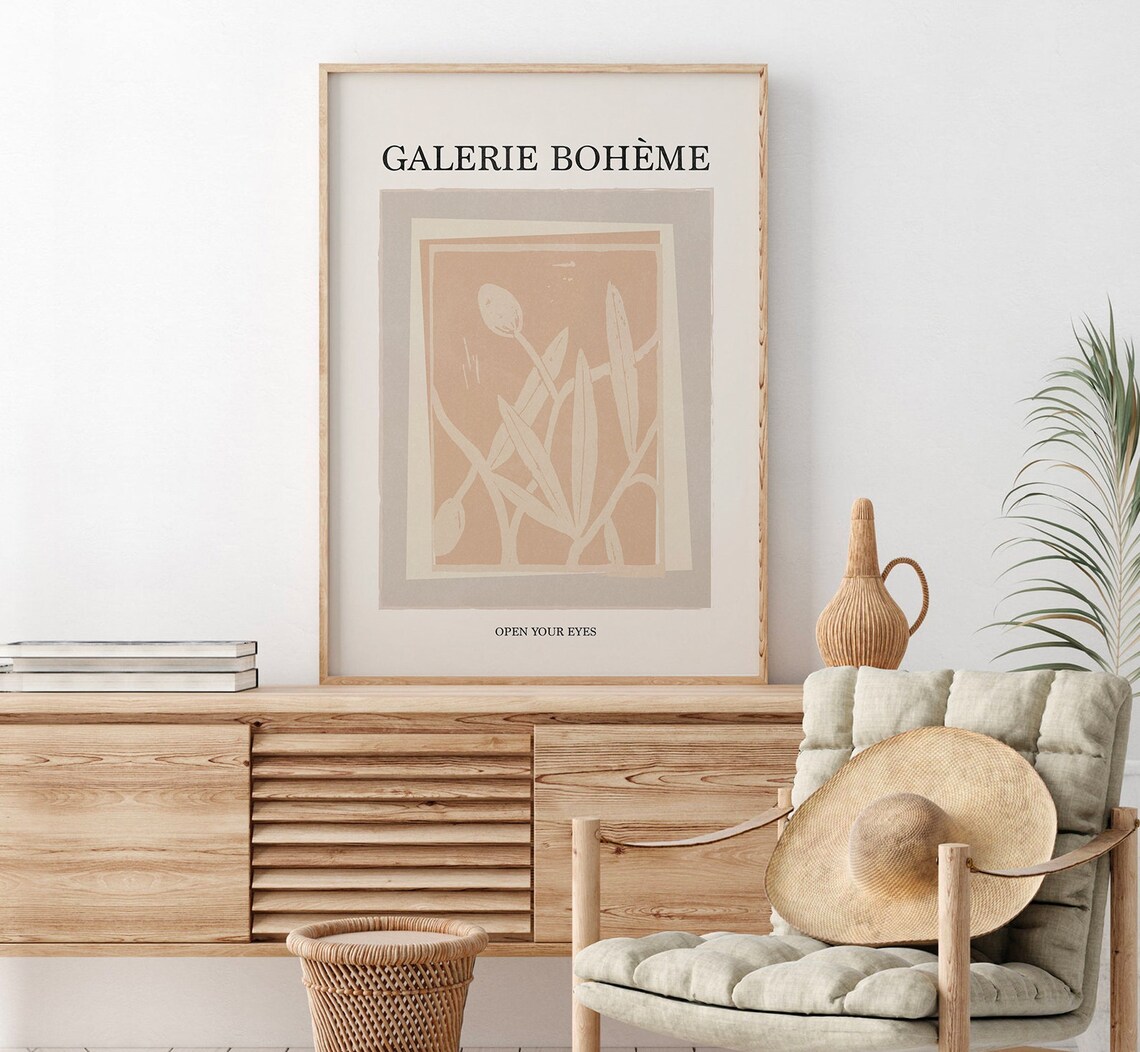 Galerie Boheme Botanical Peach Leaves French Exhibition Art Poster
