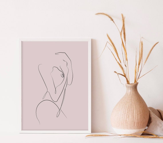 Feminist Print Minimal Wall Art Print Female Body Line Art Print Fashion Feminine Line Drawing Print Blush Pink Poster