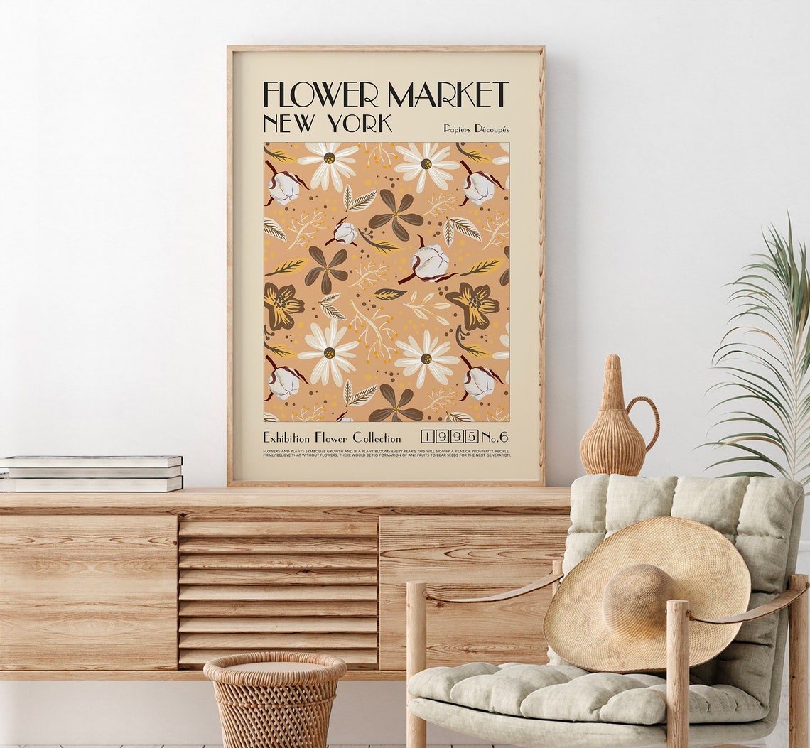 New York Flower Market Poster Flower Market Print Wall Art Flower Market Poster Flower Shop Sign Flower Poster Retro Decor