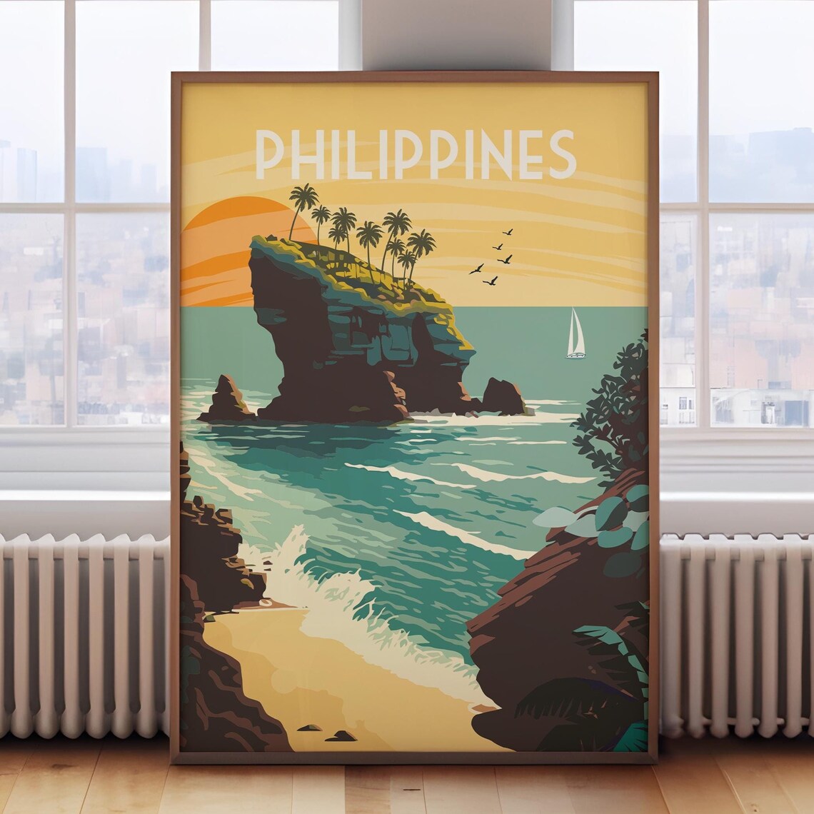 Philippines Retro Travel Poster, Asia Travel Print