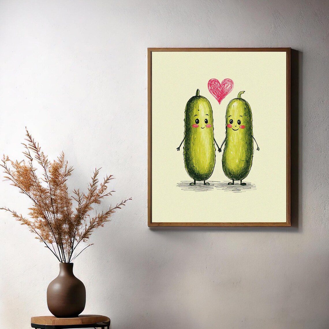 Whimsical Pickles In Love, Apartment Wall Art - Image 3